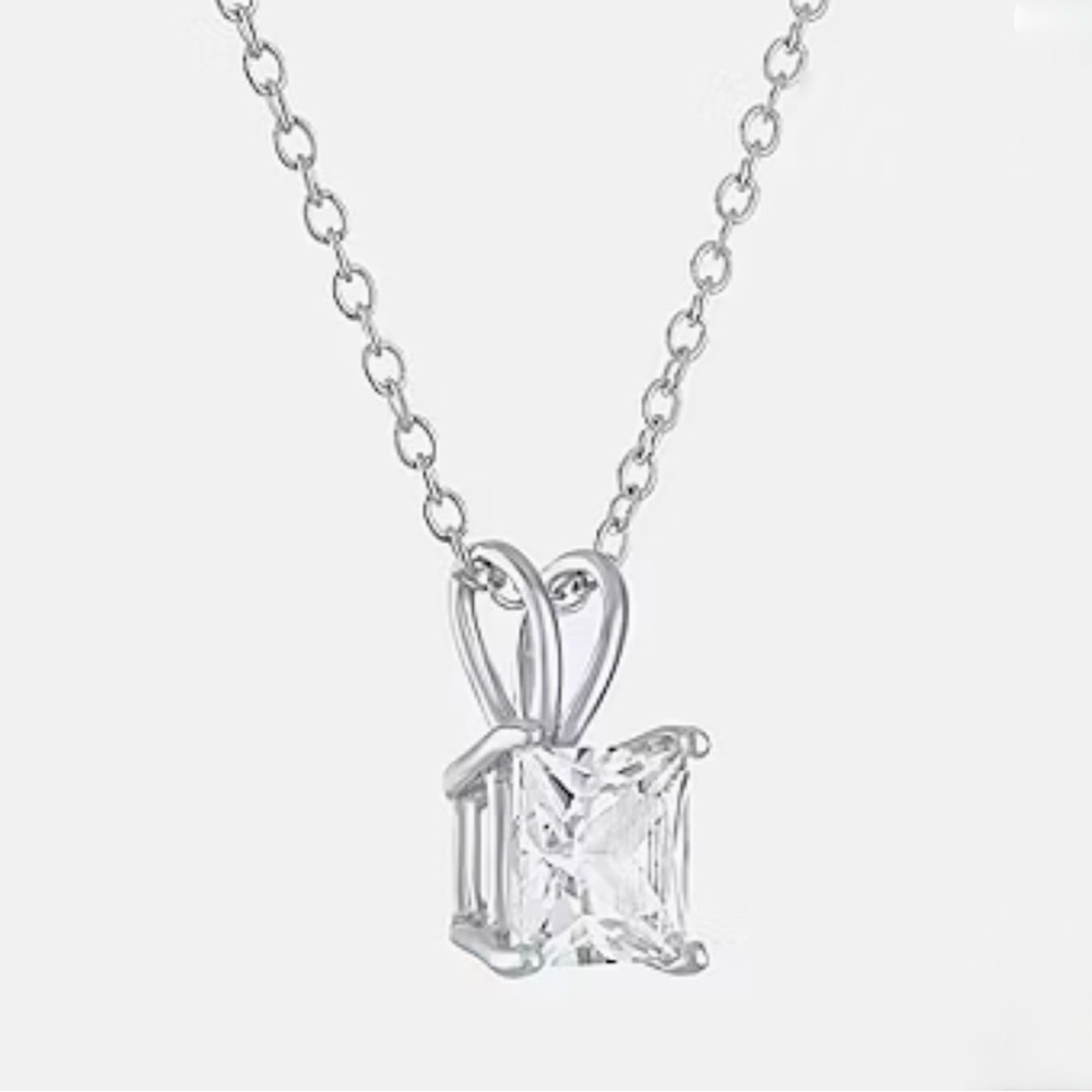 NIB YES PLEASE! sterling silver solitaire necklace 18” - Picture 2 of 11